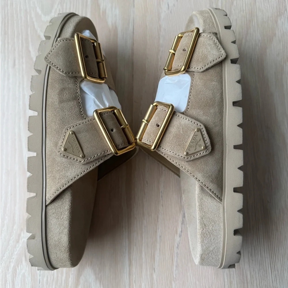 New Prada Double Strap Suede Sandals size 39 - Picture 3 of 15
